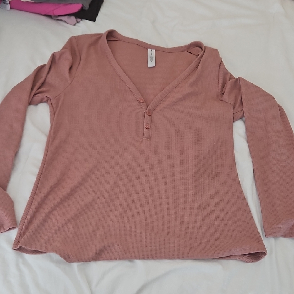Athleta Mauve Long Sleeve V-Neck Top